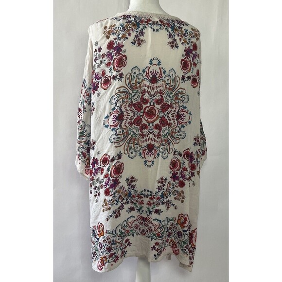 Bila Cardigan Sz‎ M/L Flowy Boho Crochet Floral Beach Waterfall Asymetrical - Picture 2 of 7